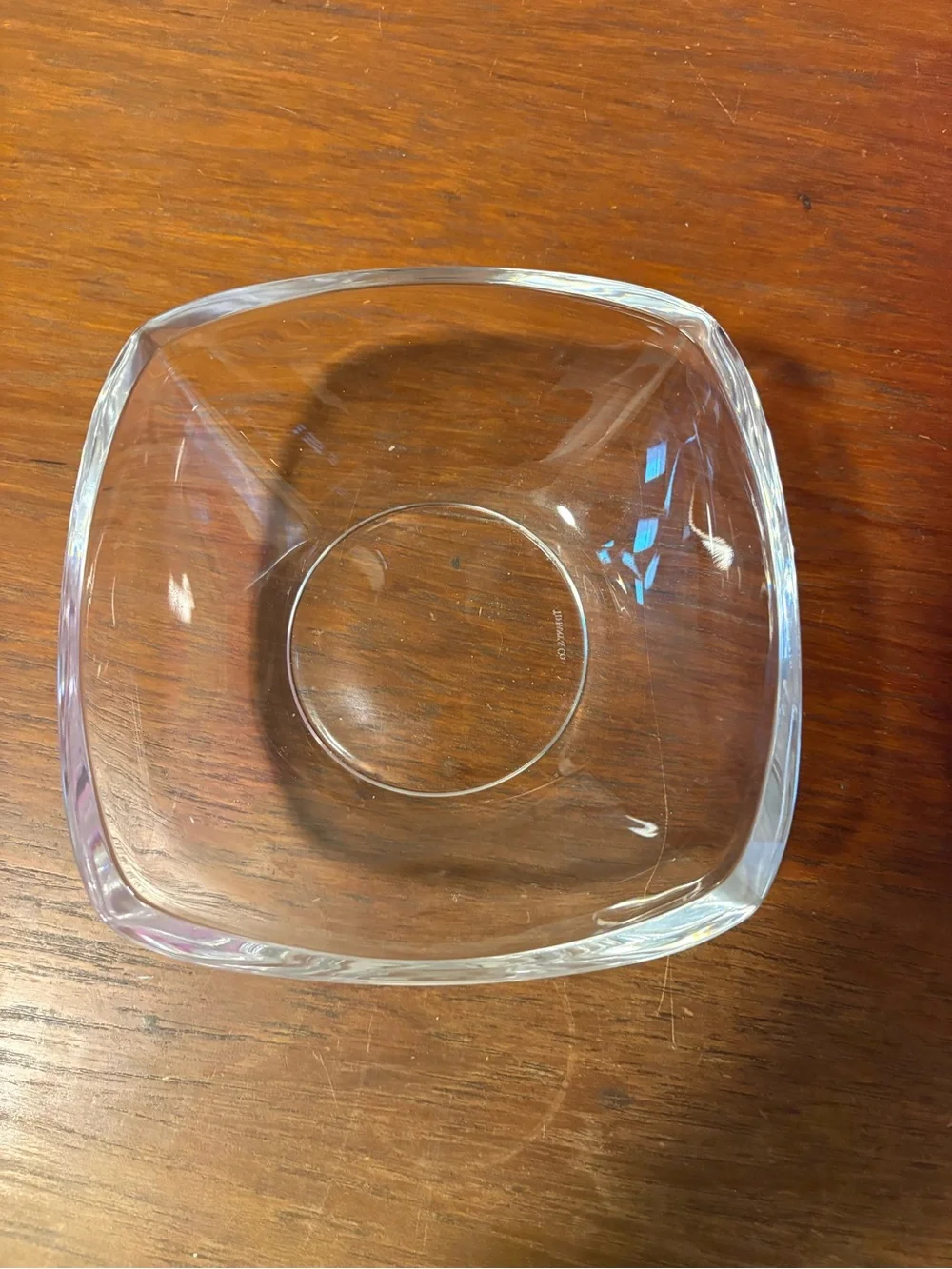 Tiffany and Co.  Solid Crystal Square Bowl Dish No Box